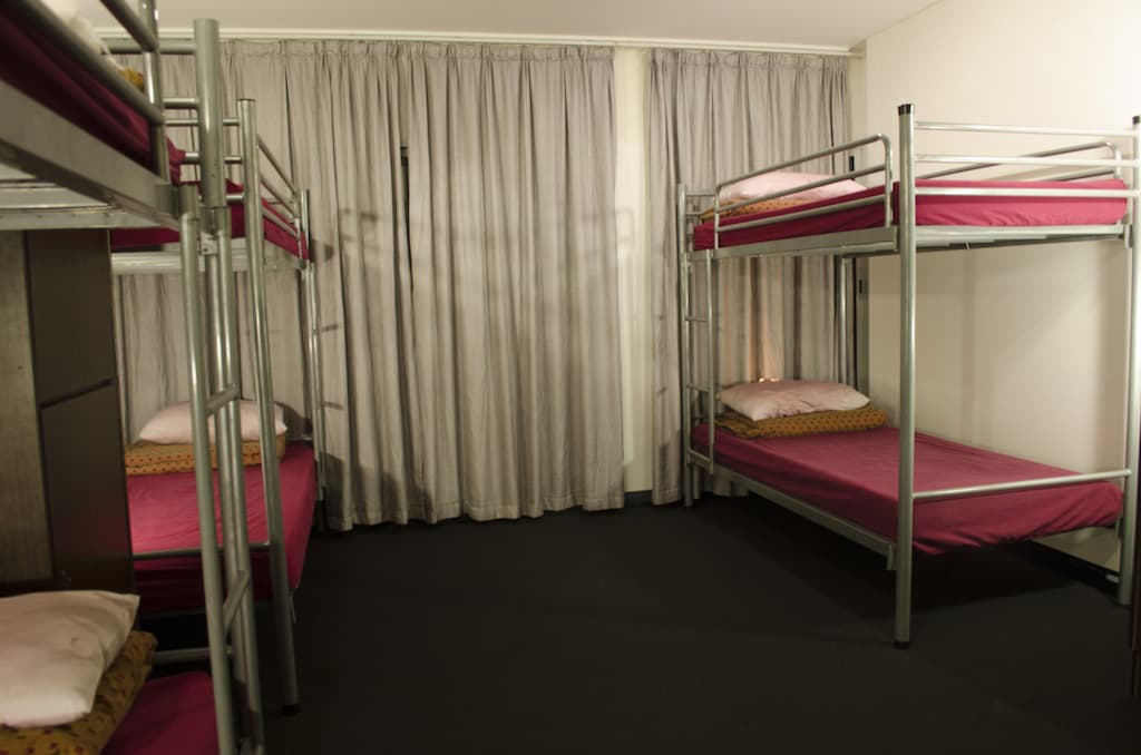 Dorm room with timber bunks